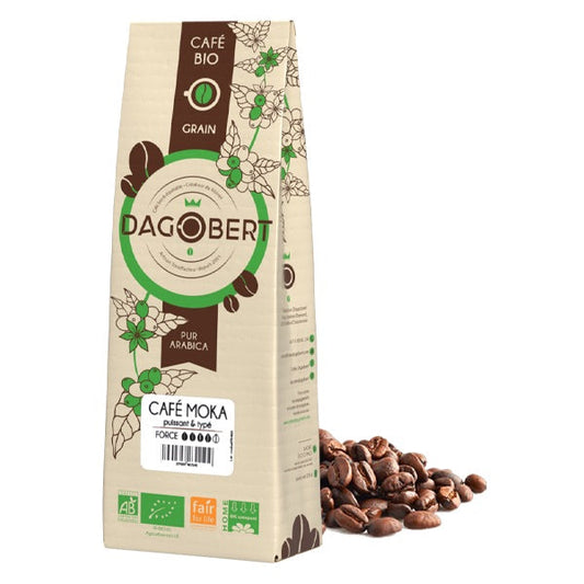 Les Cafés Dagobert -- Mélange café moka Guji 100% arabica, bio et équitable - grains (origine Ethiopie) - 1 kg